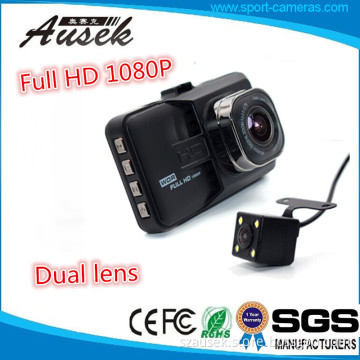 Latest dual car camera night vision full hd 1080p 3.0 inch dual lens car dvr with g-sensor and loop recording